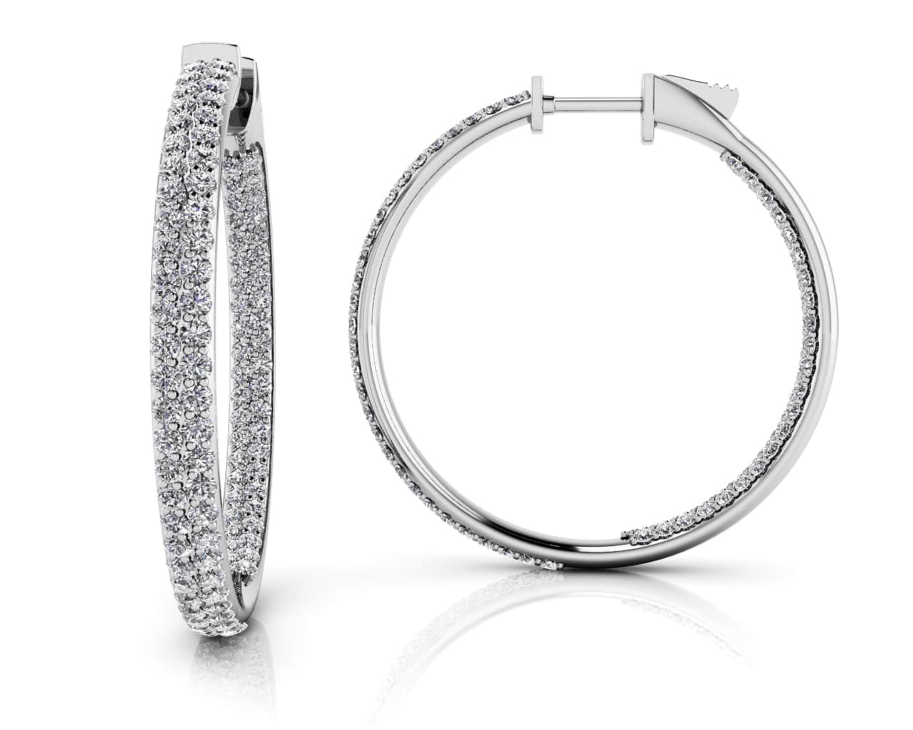 Inside Out Diamond Pave Hoop Earrings Medium Diamond with 1.43 ct.(finished) 1mm