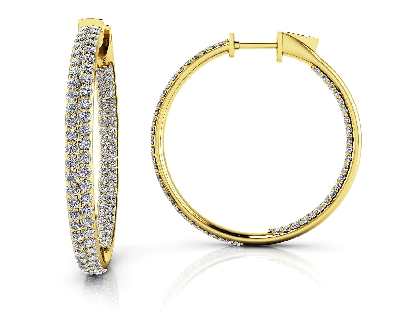 Inside Out Diamond Pave Hoop Earrings Medium Lab-Grown Diamond  with 1.43 ct.(finished) 1mm - Image 2