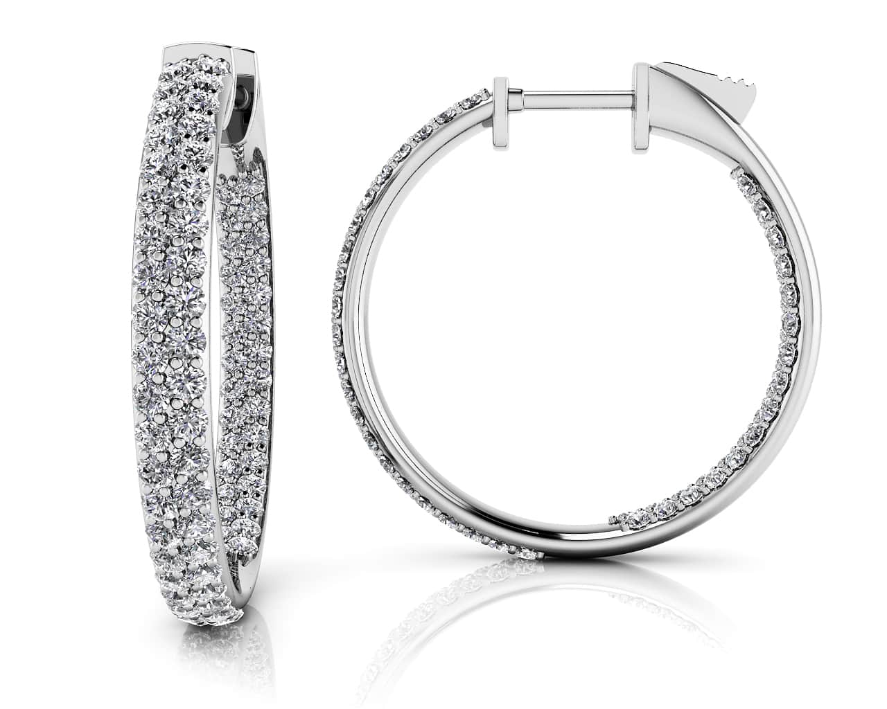 Inside Out Diamond Pave Hoop Earrings Small Lab-Grown Diamond with 1.04 ct.(finished) 1mm