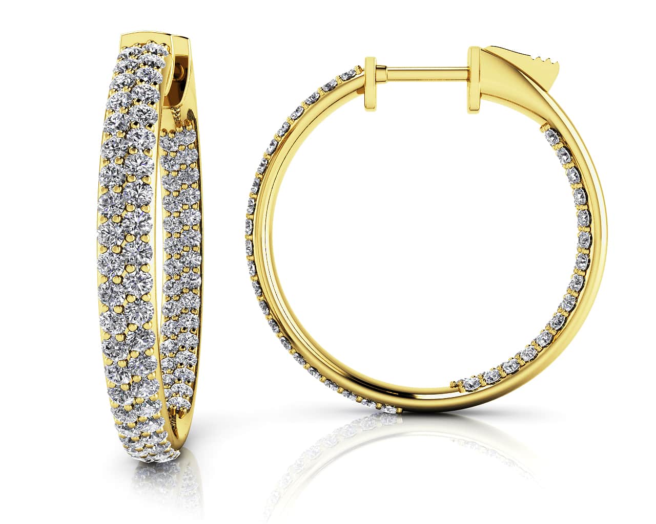 Inside Out Diamond Pave Hoop Earrings Small Lab-Grown Diamond with 1.04 ct.(finished) 1mm - Image 2