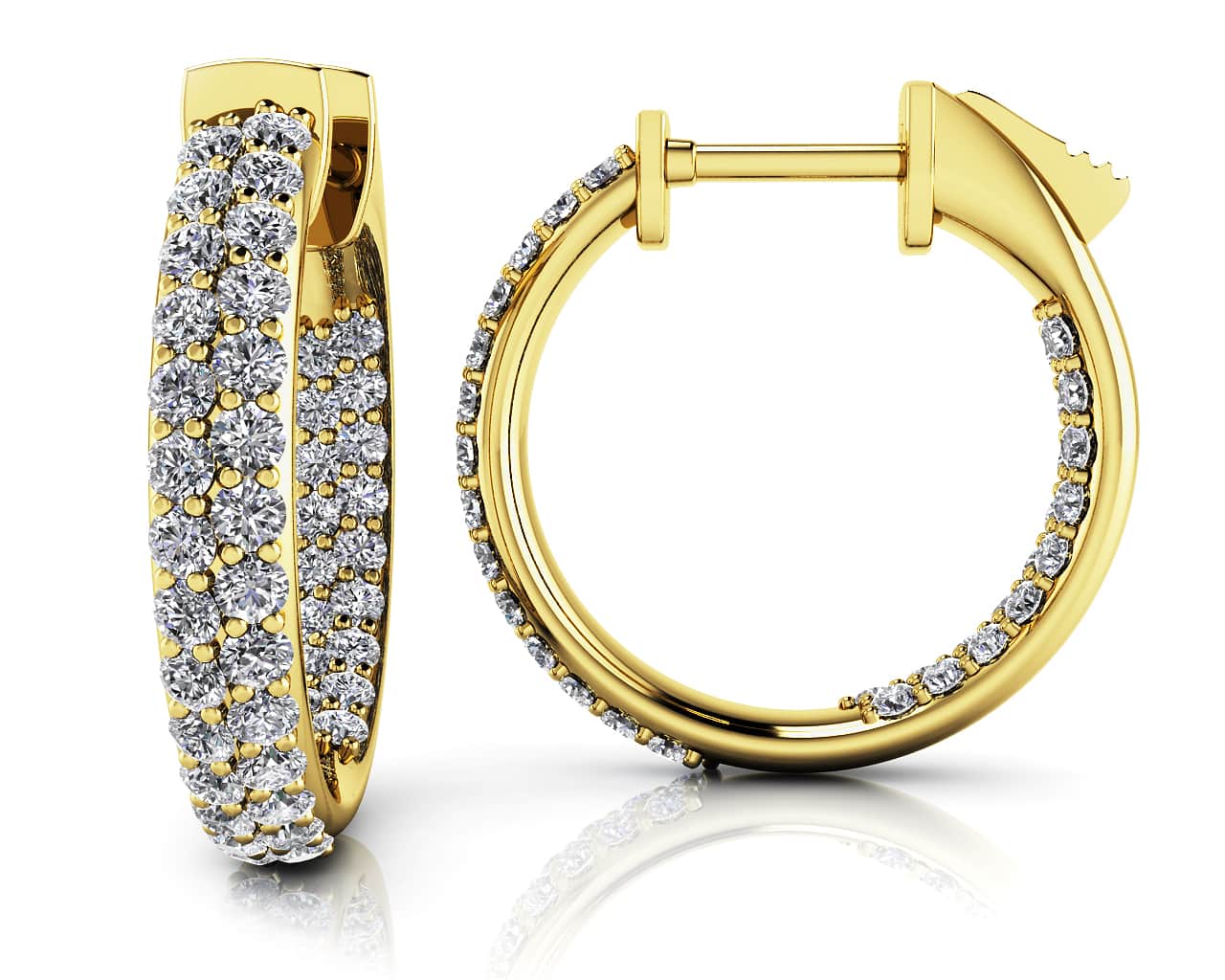 Inside Out Domed Diamond Hoop Earrings Extra Small Lab-Grown Diamond  with 1.20 ct.(finished) 1.4mm - Image 2