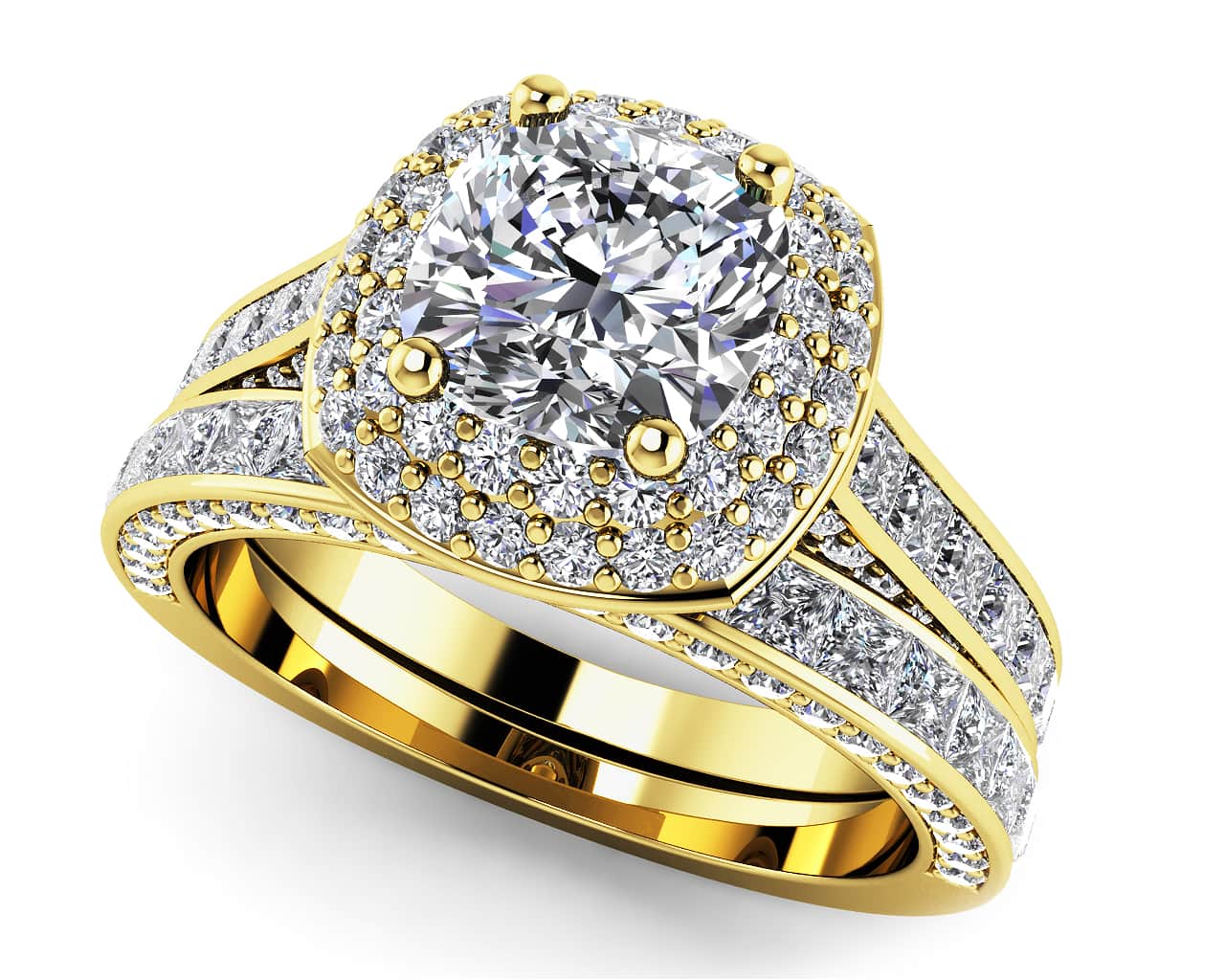 Journey Diamond Double Frame Bridal Set Diamond with 3.50 ct. (1.50 ct. center diamond) - Image 2