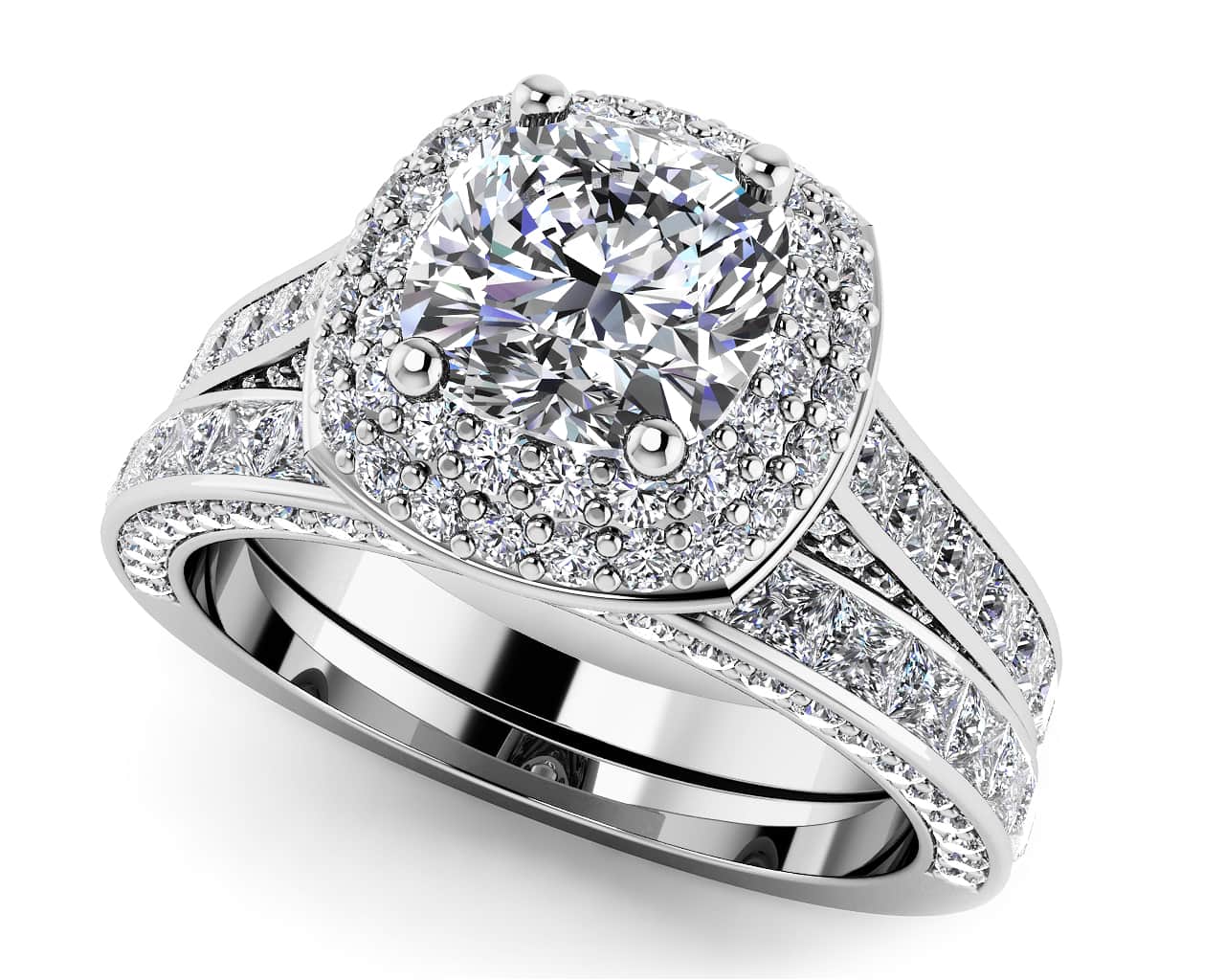 Journey Diamond Double Frame Lab-Grown Diamond Bridal Set with 4.03 ct. (2.00 ct. center diamond)