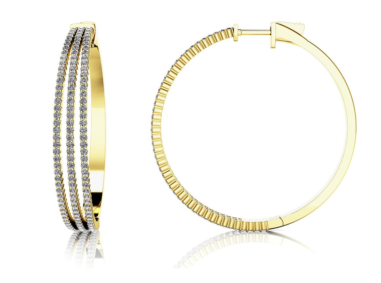 Large 3 Row Lab-Grown Diamond Hoop Earrings with 2.21 ct.(finished) 1.2mm - Image 2