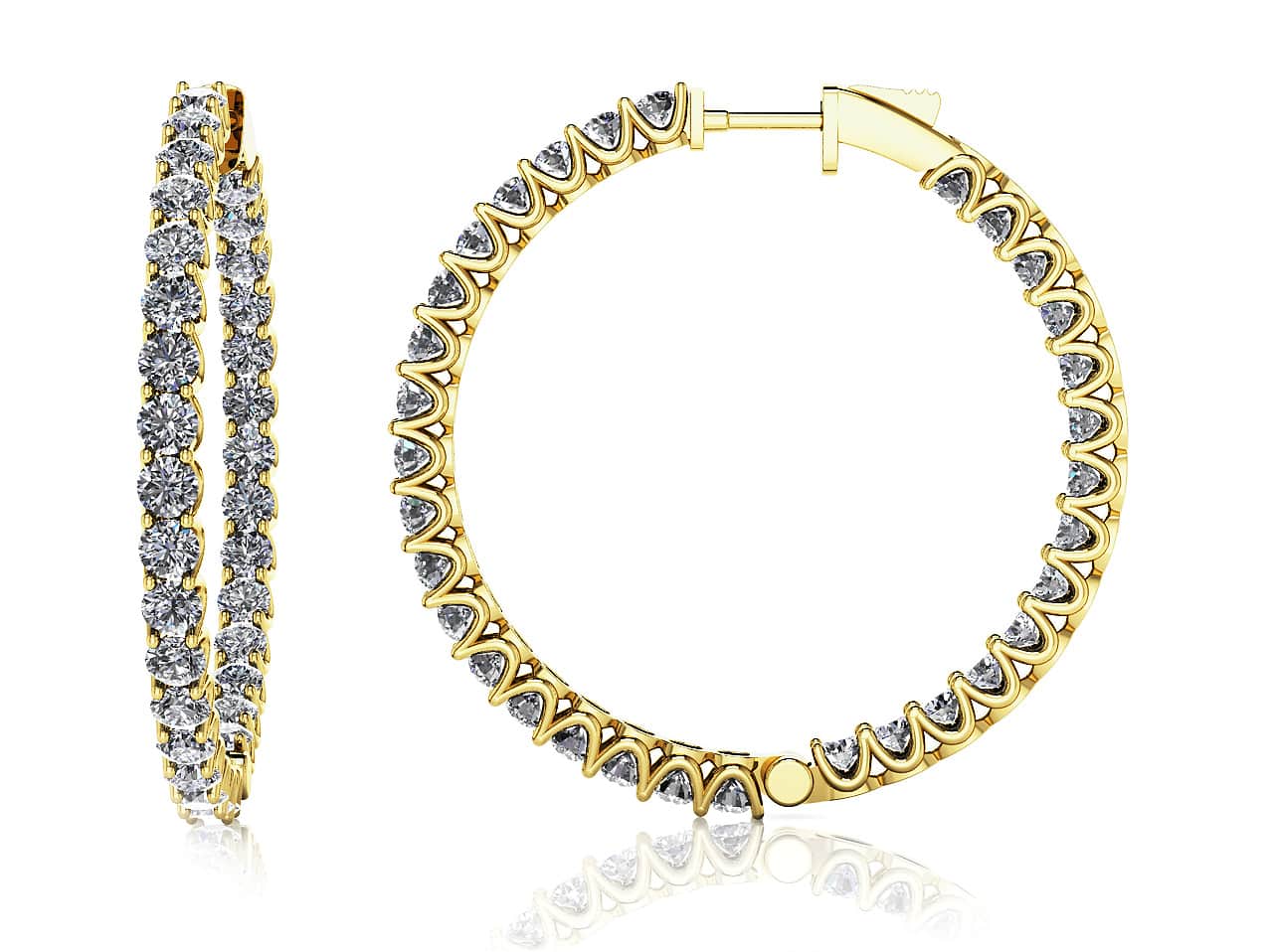 Large Diamond Hoop Earrings Diamond with 6.51 ct.(finished) 3mm - Image 2