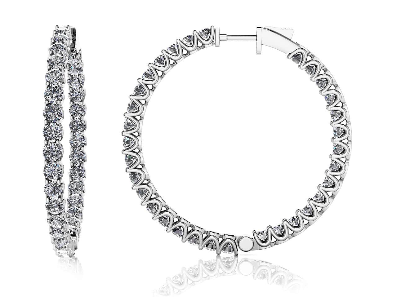 Large Hoop Diamond Lab-Grown Diamond Earrings with 4.68 ct.(finished) 2.5mm