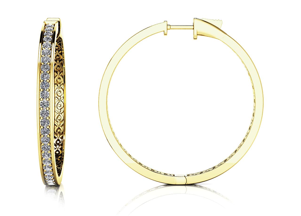 Large Prong Set Diamond Lined Hoops Lab-Grown Diamond with 0.76 ct.(finished) 1.3mm - Image 2