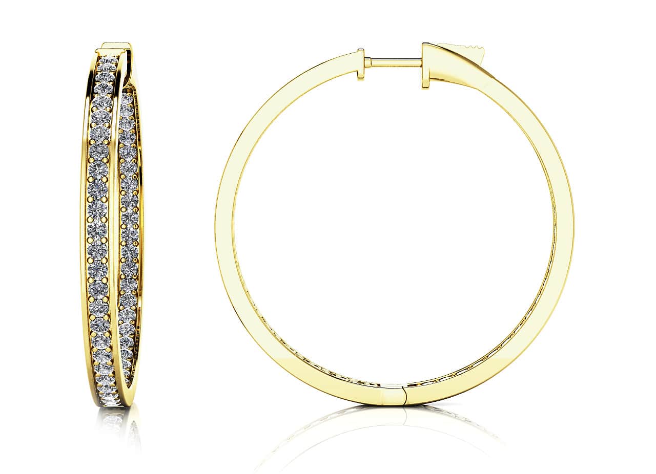 Large Shared Prong Single Row Diamond Hoops Lab-Grown Diamond  with 4.00 ct.(finished) 2.4mm - Image 2