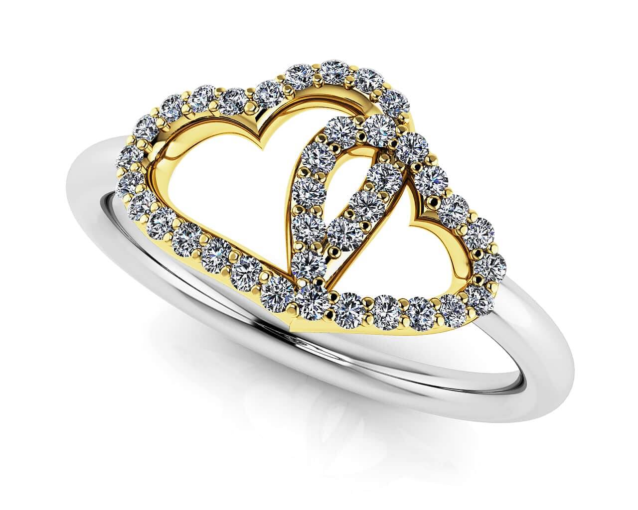 Lasting Hearts Lab-Grown Diamond Ring with 0.19 ct.(finished) 1mm