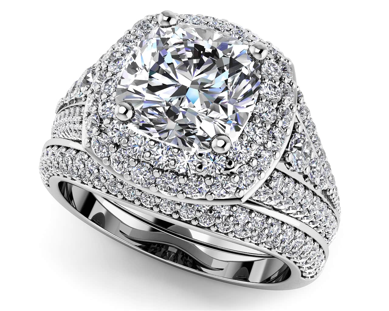 Lasting Legacy Cushion Cut Lab-Grown Diamond Bridal Set with 3.32 ct. (2.00 ct. center diamond)
