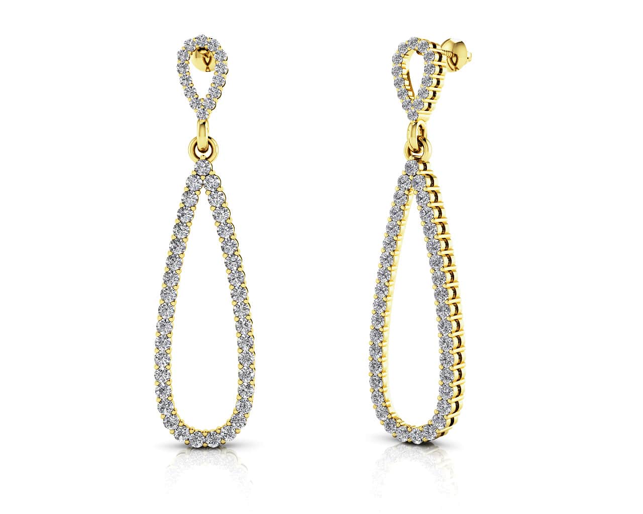 Long Teardrop Drop  Lab-Grown Diamond Earrings with 0.71 ct.(finished) 1.1mm - Image 2