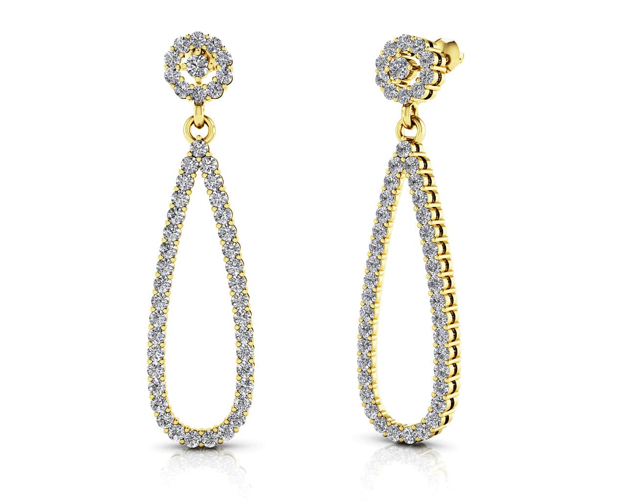 Long TearDrop Lab-Grown Diamond Earrings with 1.99 ct.(finished) 1.5mm, 1.7mm, 2mm - Image 2