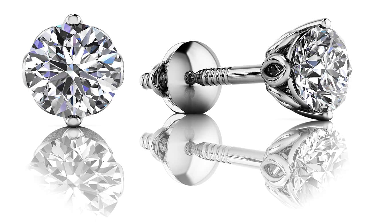 Lotus Flower Brilliant Stud Diamond Earrings with 1.00 ct.(finished) 5mm