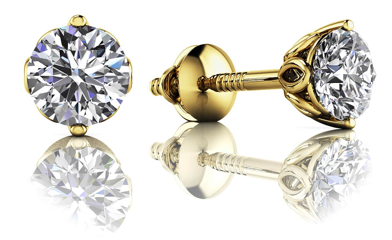 Lotus Flower Brilliant Stud Diamond Earrings with 2.00 ct.(finished) 6.5mm - Image 2