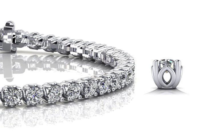 Lotus Flower Diamond Tennis Bracelet with 3.12 ct.(finished) 2.5mm