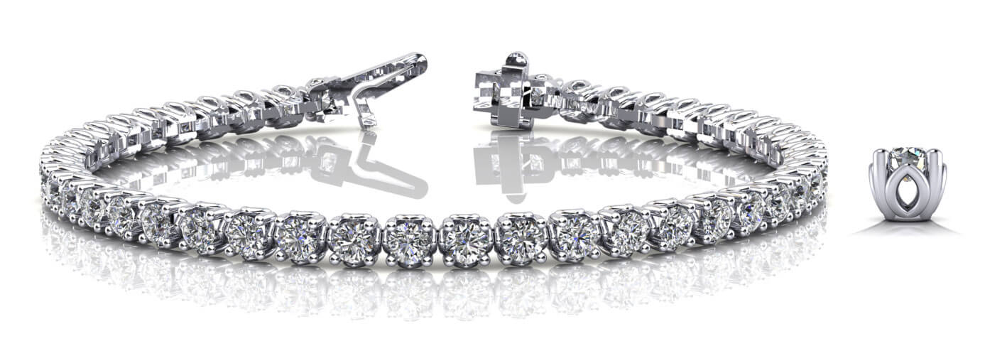 Lotus Flower Diamond  Tennis Bracelet with 5.04 ct.(finished) 3mm - Image 5