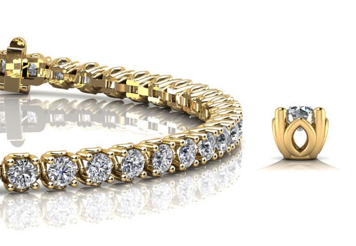 Lotus Flower Diamond  Tennis Bracelet with 9.75 ct.(finished) 4mm - Image 2