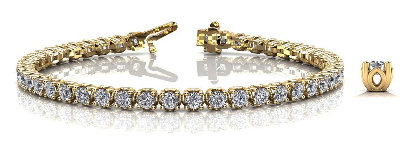 Lotus Flower Diamond  Tennis Bracelet with 9.75 ct.(finished) 4mm - Image 6