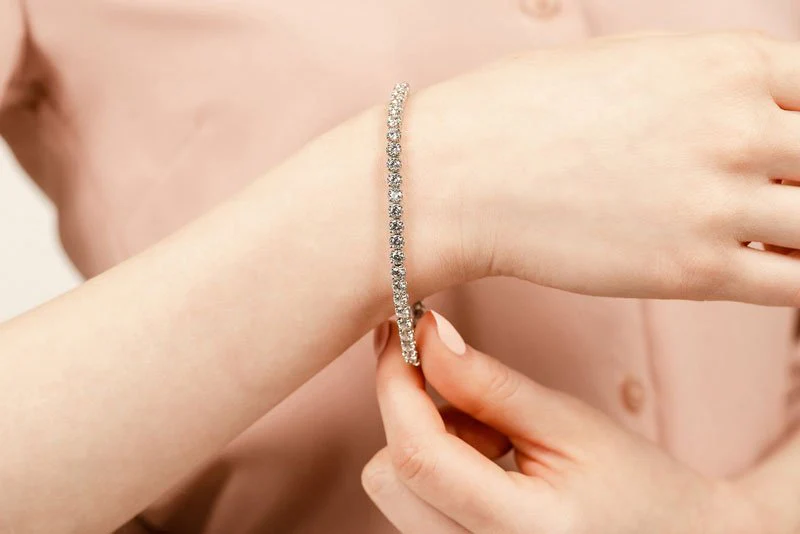 Lotus Flower Lab-Grown Diamond Tennis Bracelet with 2.01 ct.(finished) 2mm - Image 4