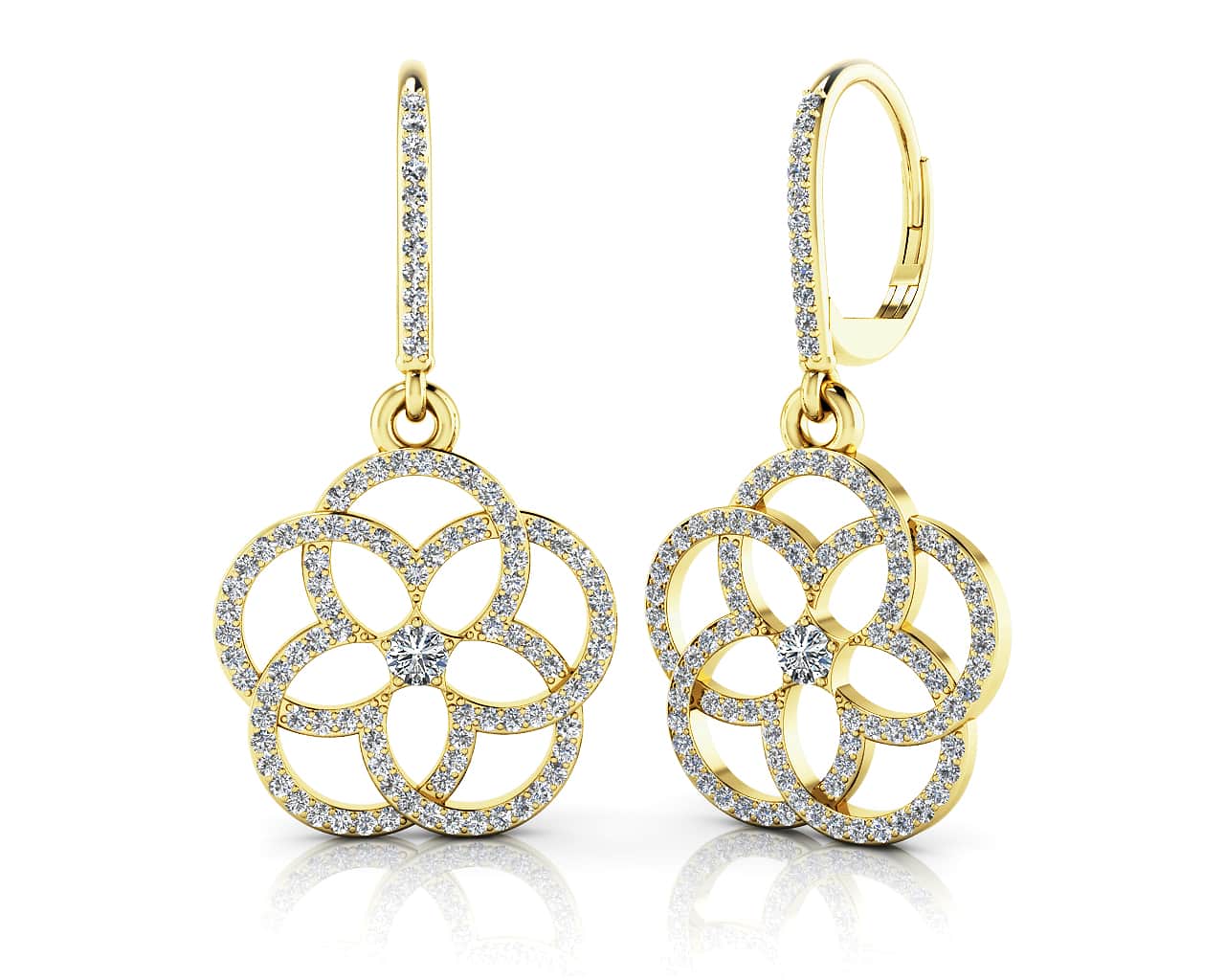 Love Blossom Diamond Earrings with 1.11 ct.(finished) 1mm, 2.7mm - Image 2