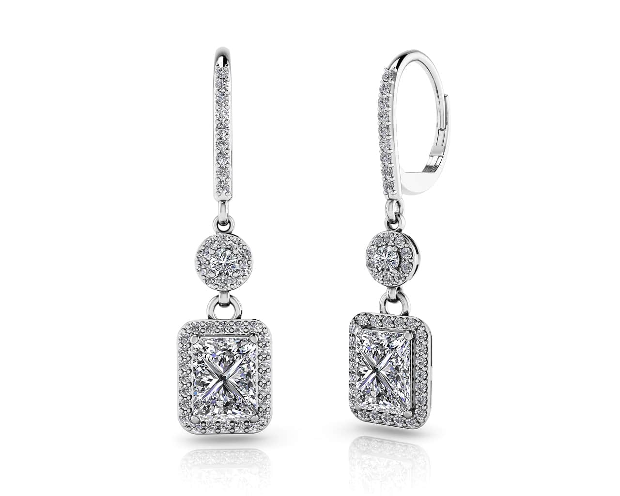 Love Spell Diamond Drop Lab-Grown Diamond Earrings with 3.74 ct. (2X1.50 ct. center diamonds)