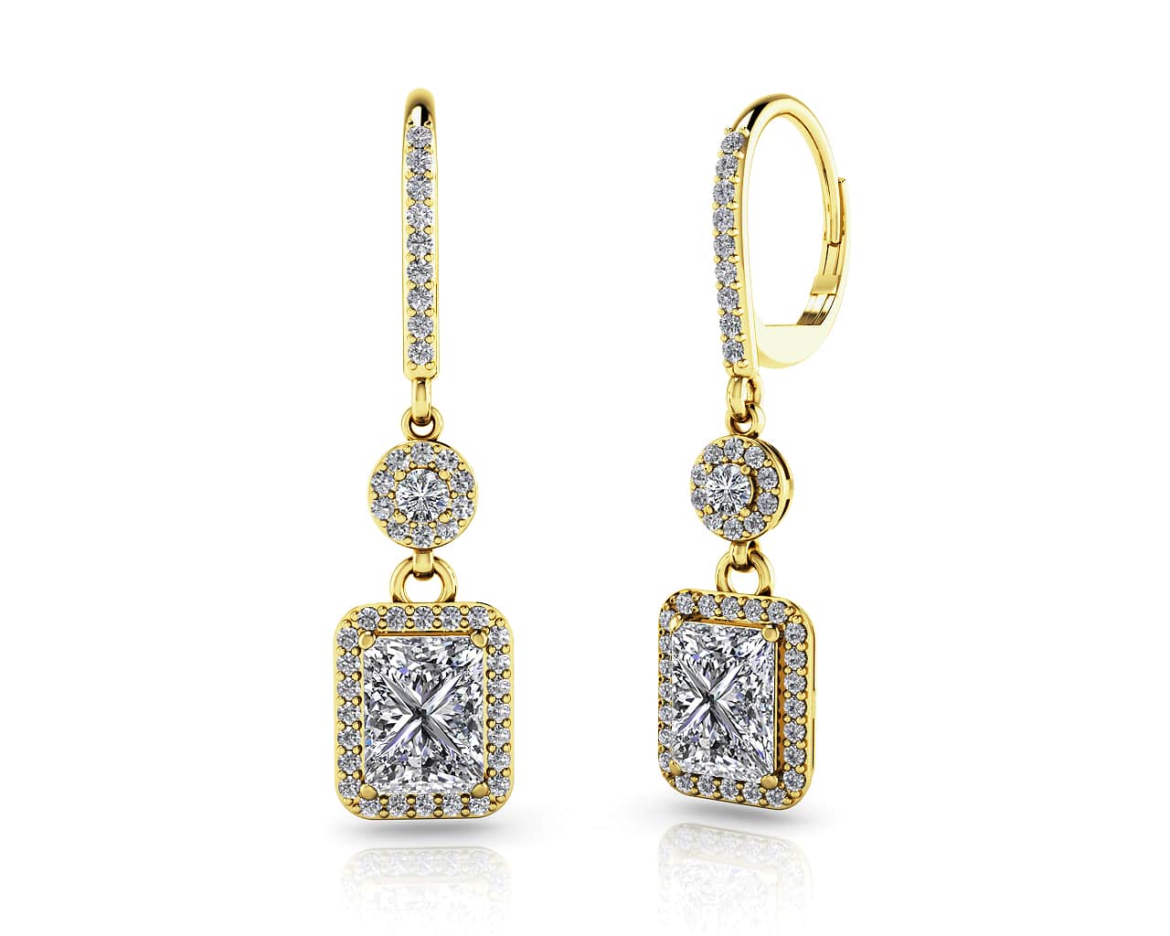 Love Spell Diamond Drop Lab-Grown Diamond Earrings with 3.74 ct. (2X1.50 ct. center diamonds) - Image 2