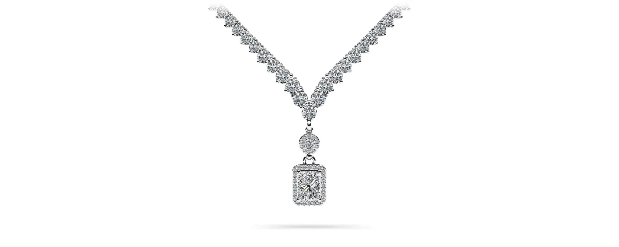 Love Spell Diamond Pendant 2 Row 3 Prong Diamond Necklace with 15.67 ct.(finished)