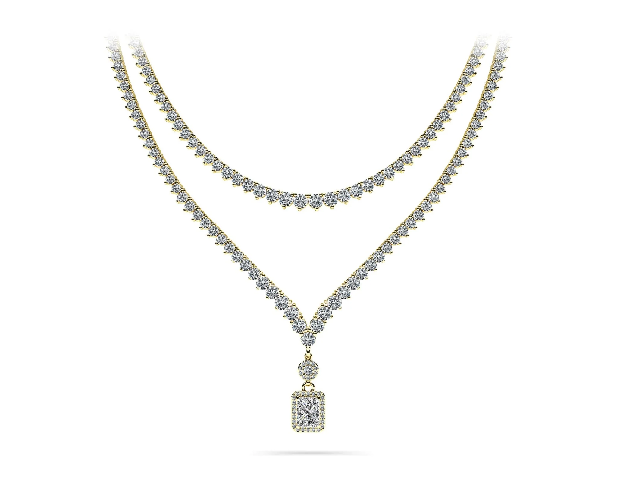 Love Spell Diamond Pendant 2 Row 3 Prong Diamond Necklace with 15.67 ct.(finished) - Image 4