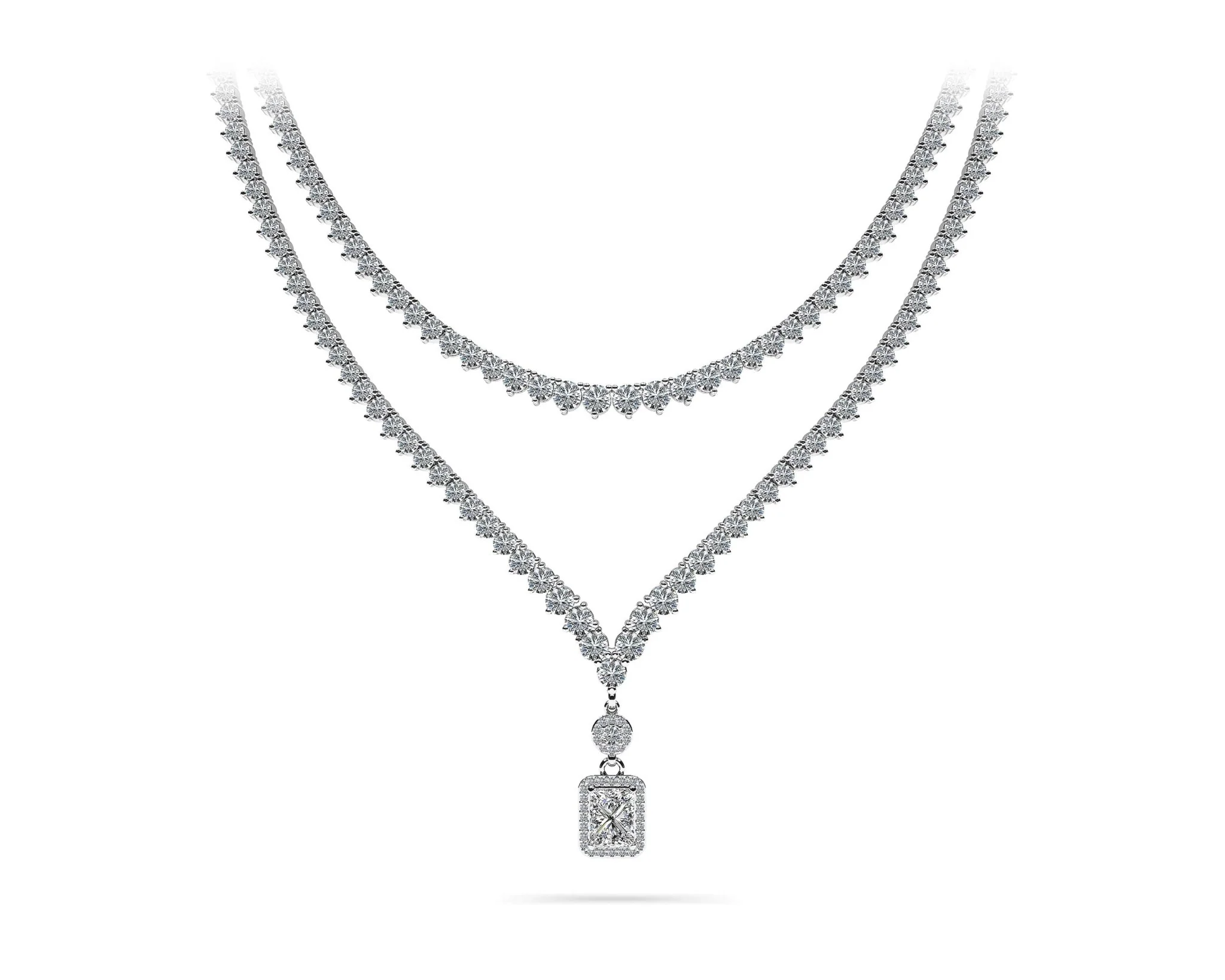 Love Spell Diamond Pendant 2 Row 3 Prong Lab-Grown Diamond Necklace with 15.67 ct.(finished) - Image 3