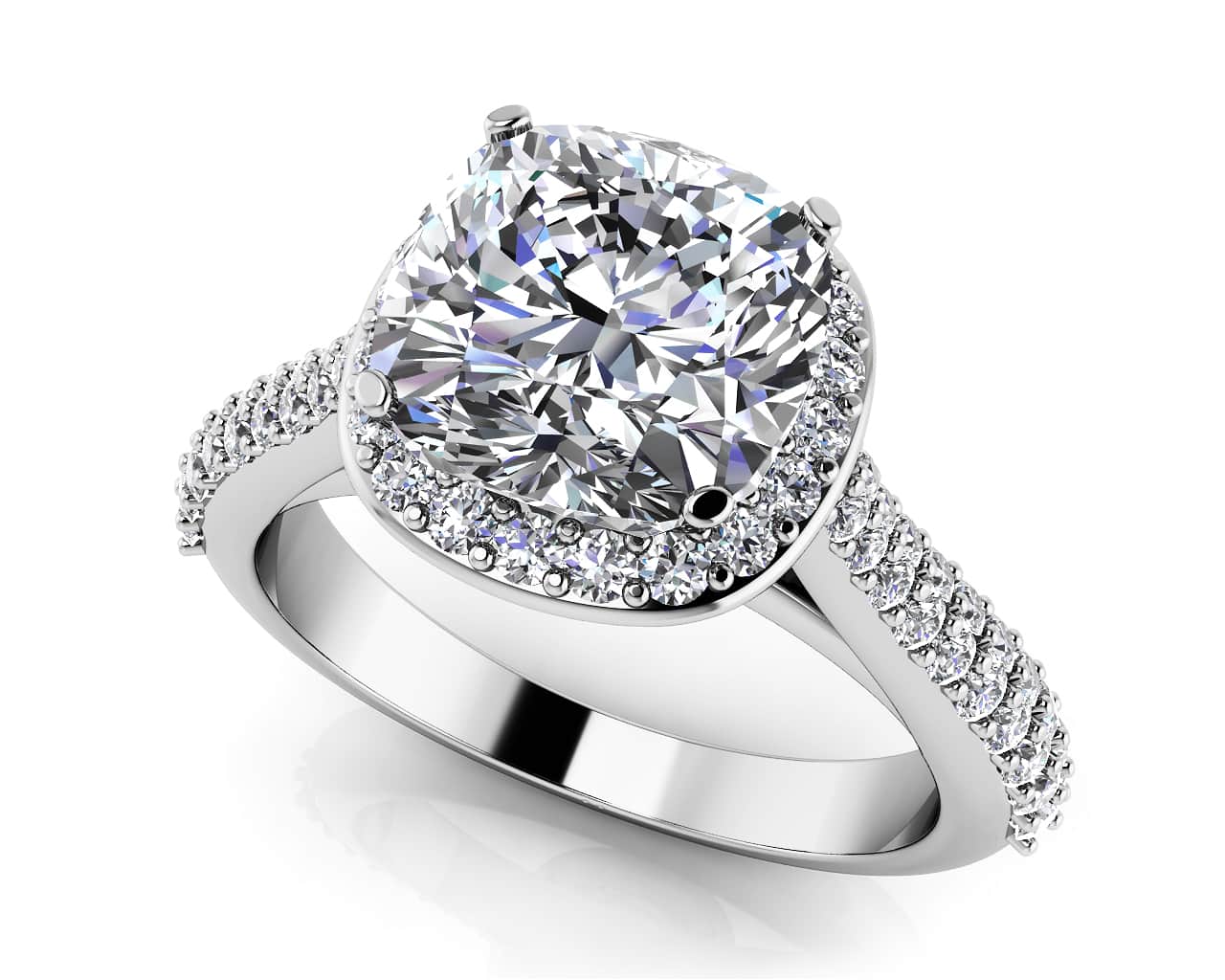 Love Story Cushion Cut Lab-Grown Diamond Engagement Ring with 2.11 ct. (1.50 ct. center diamond)