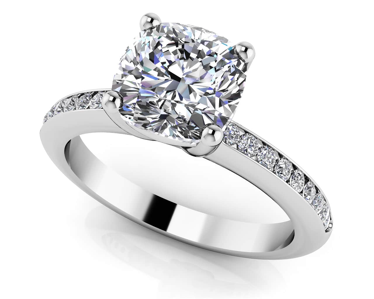 Lovely Cushion Cut Lab-Grown Diamond Engagement Ring with 0.71 ct. (0.50 ct. center diamond)