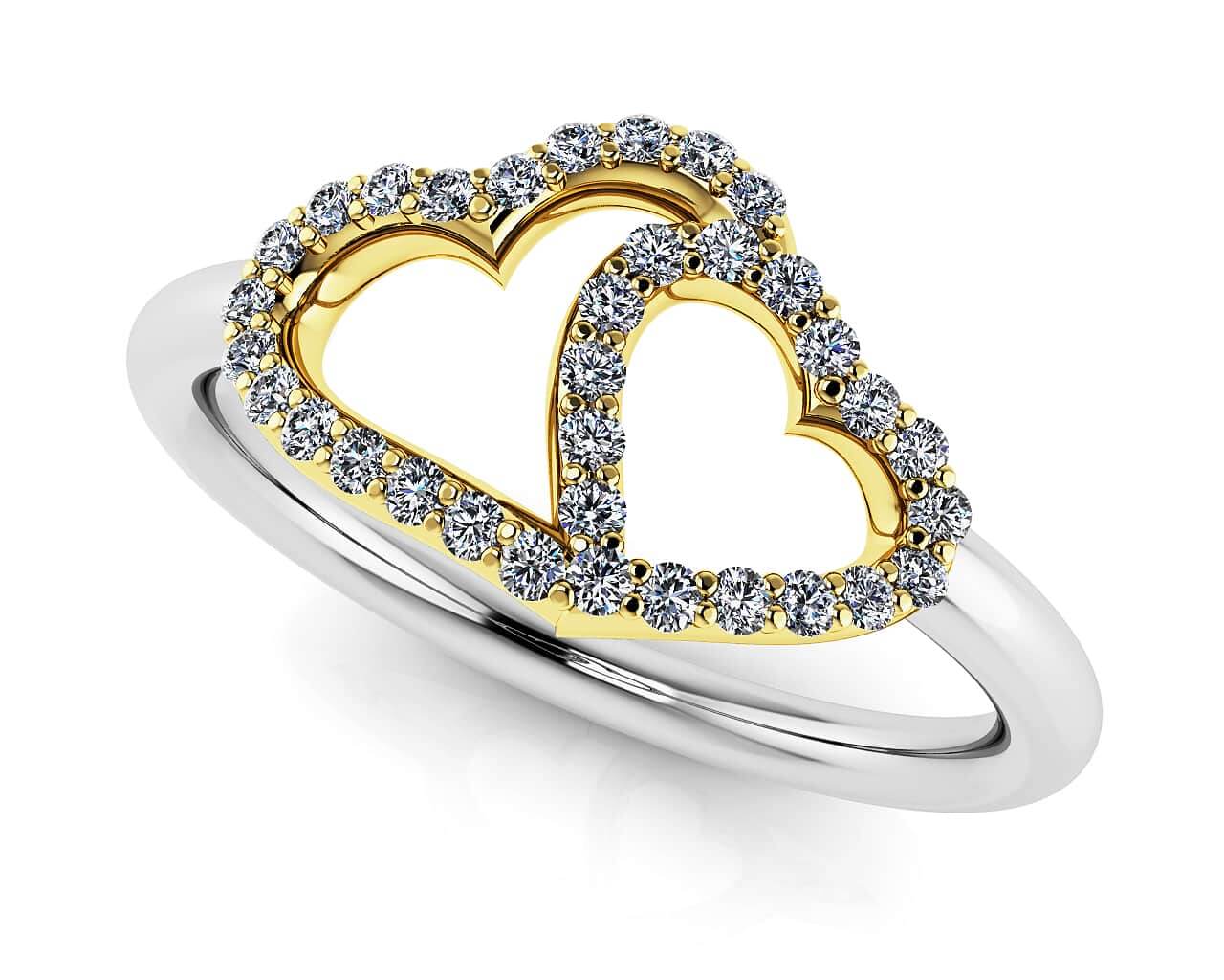 Loving Hearts Lab-Grown Diamond Ring with 0.17 ct.(finished) 1mm