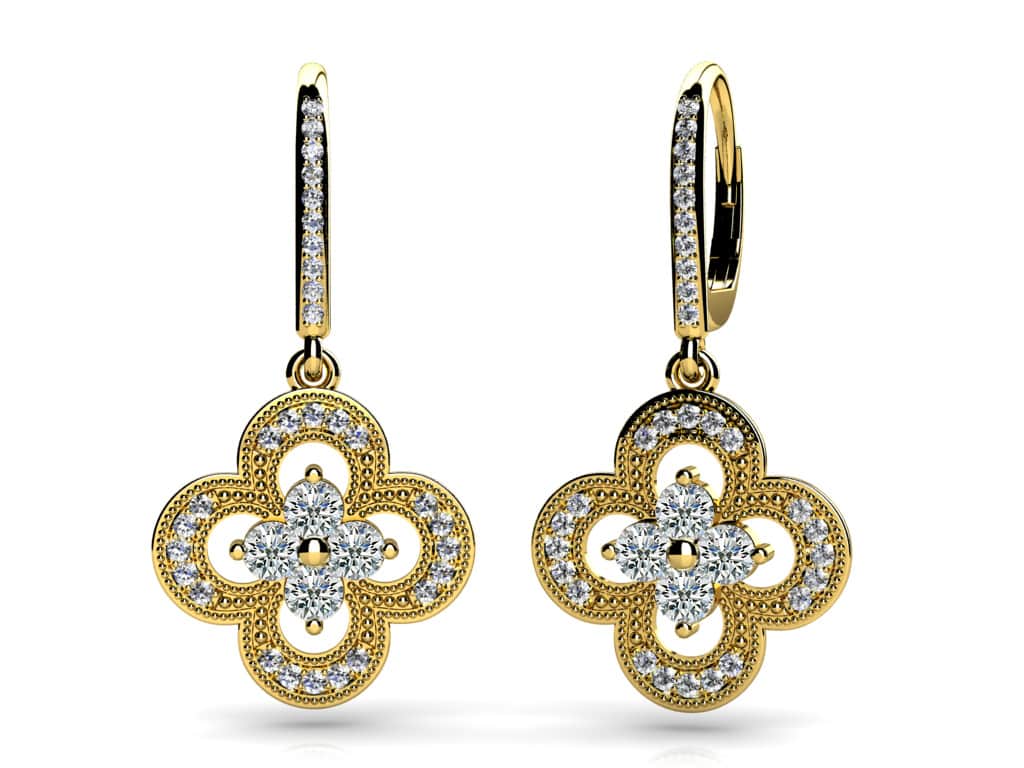 Lucky Blossom Diamond Drop Lab-Grown Diamond Earrings with 0.87 ct.(finished) 1.0mm, 2.6mm - Image 2