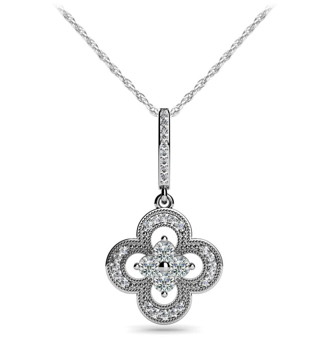 Lucky Four Diamond Pendant with 0.43 ct.(finished) 1.0mm, 2.6mm