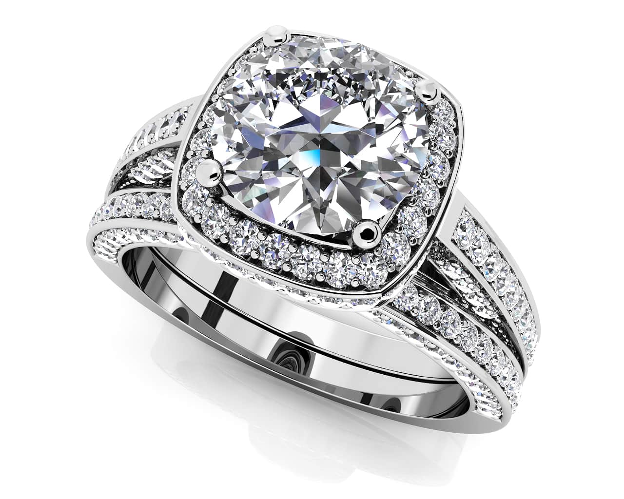 Luminous Diamond Bridal Set Diamond with 3.10 ct. (2.00 ct. center diamond)