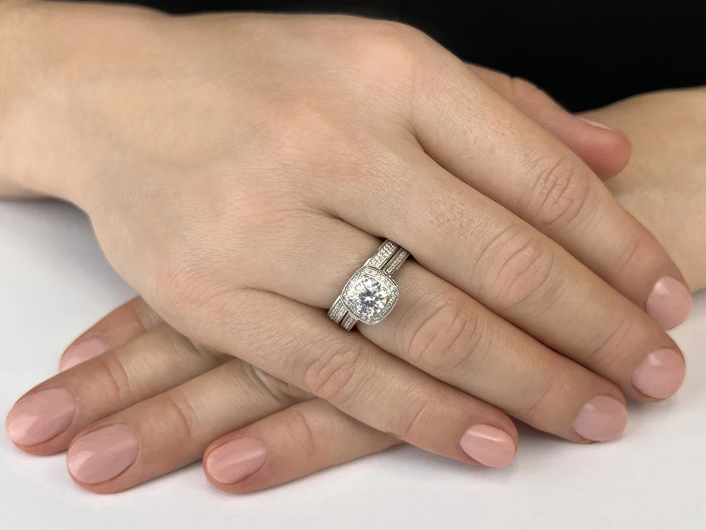 Luminous Lab-Grown Diamond Bridal Set with 2.06 ct. (1.00 ct. center diamond) - Image 3
