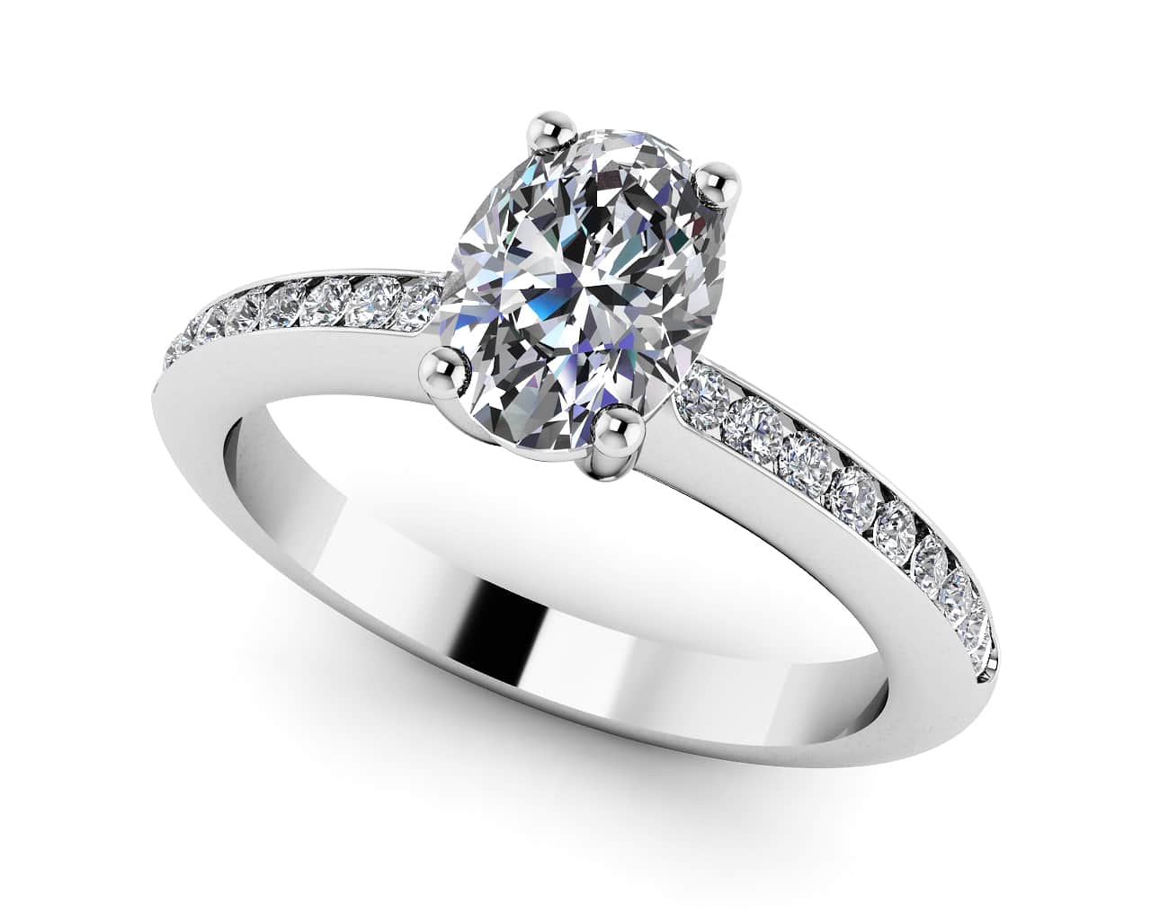 Luminous Oval Diamond Engagement Ring with 1.81 ct. (1.60 ct. center diamond)