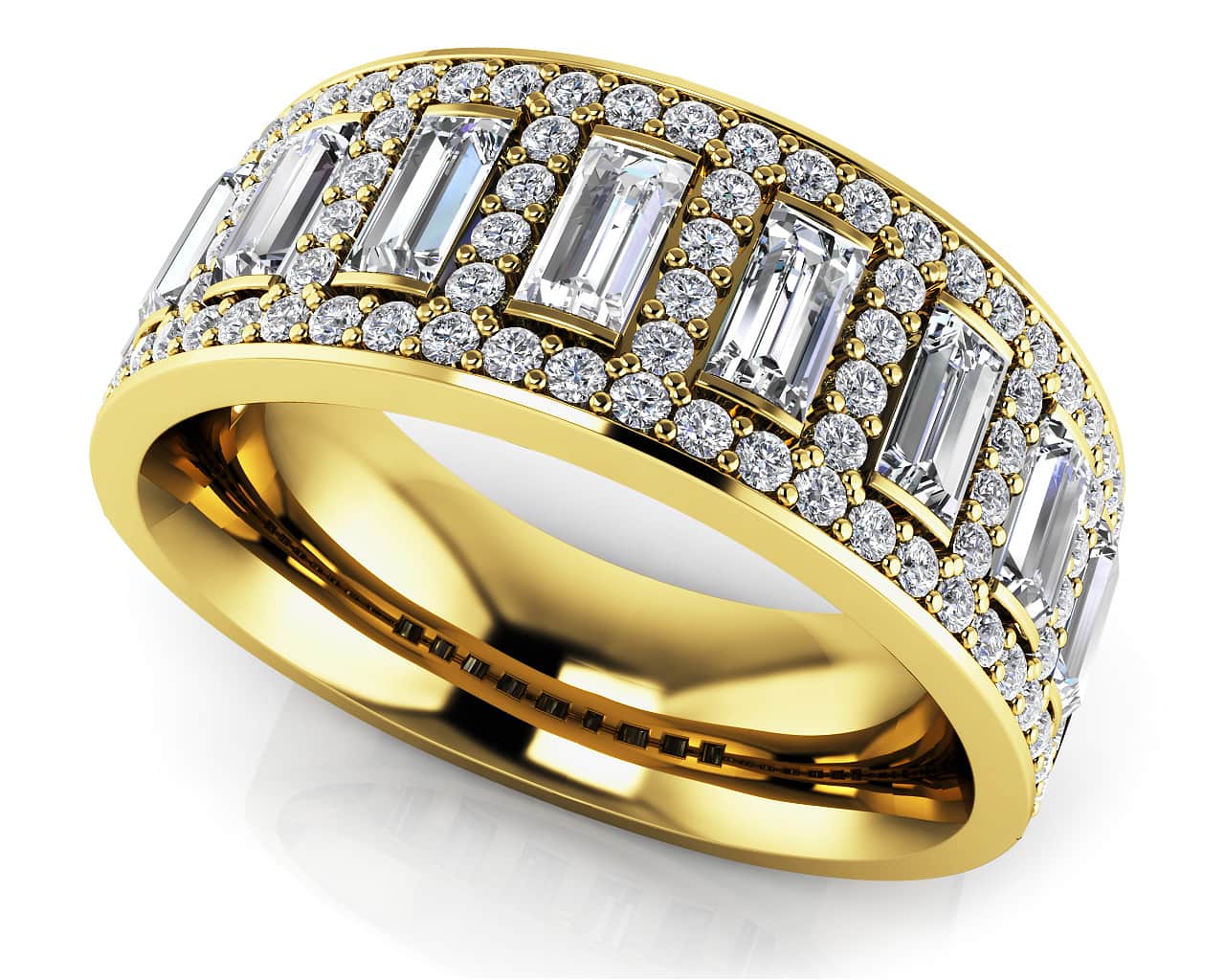 Luxurious Baguette And Round Diamond Accent Anniversary Diamond Ring with 1.74 ct.(finished) 4x2mm, 1mm - Image 2