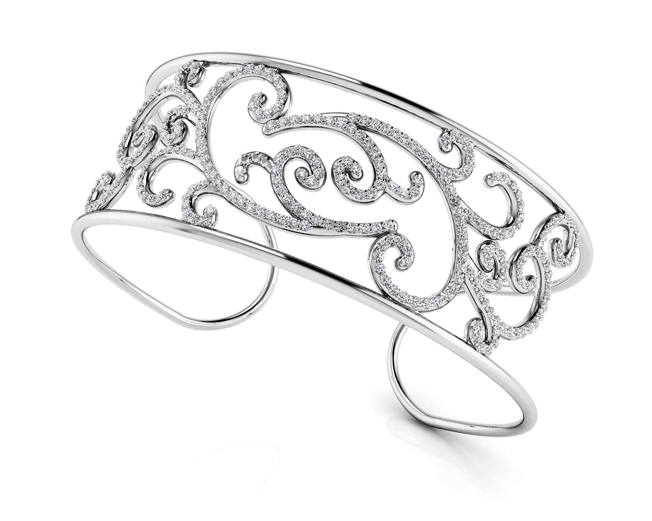 Luxurious Diamond Cuff Diamond with 1.36 ct.(finished) 1mm