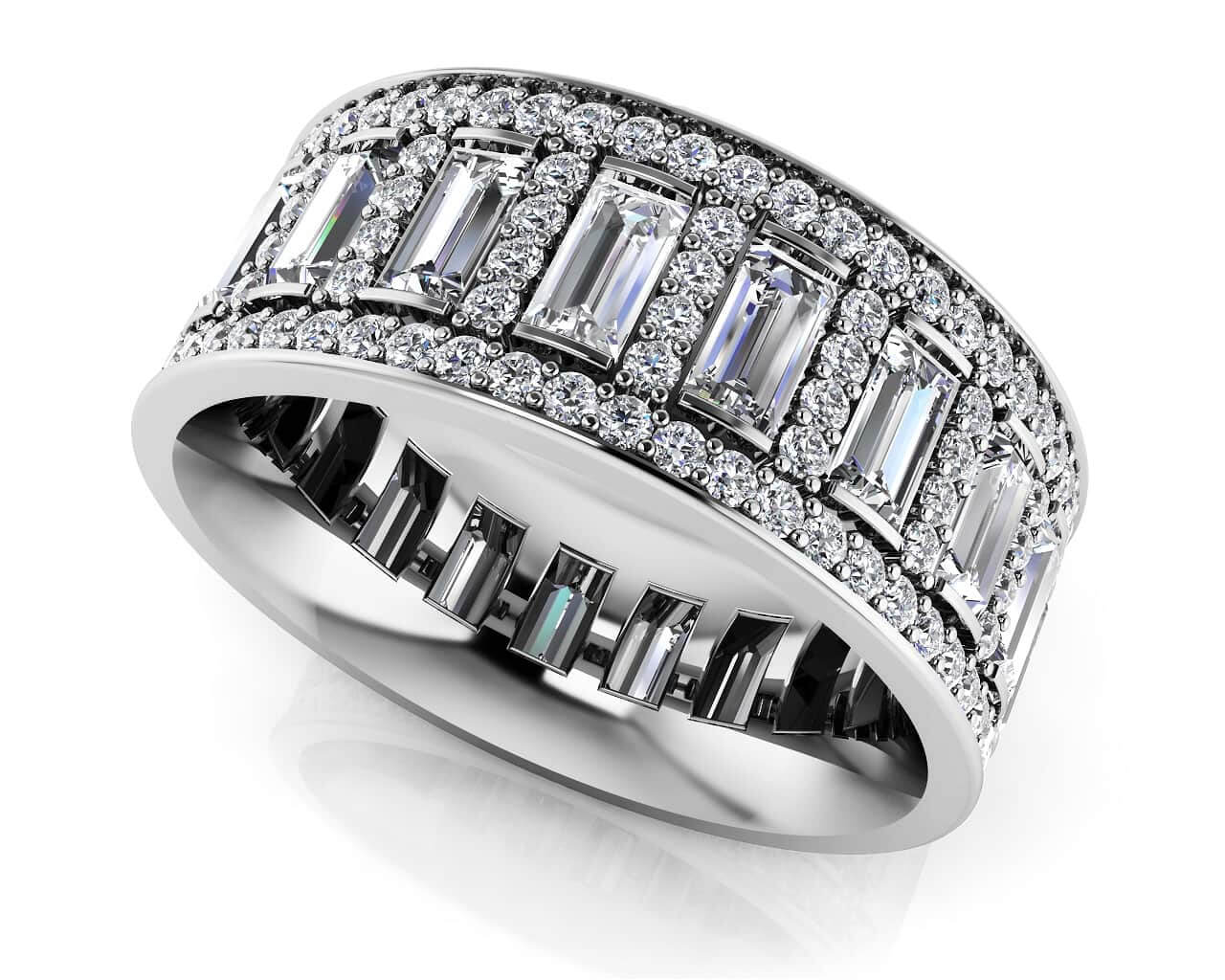 Luxurious Diamond Eternity Lab-Grown Diamond Ring with 3.61 ct.(finished) 4x2mm, 1mm