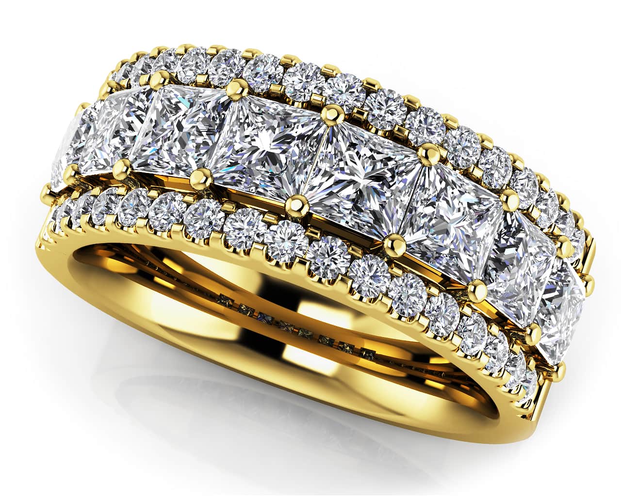 Luxurious Princess Cut Diamond Frame Diamond Ring with 1.23 ct.(finished) 1.1mm, 2.5mm - Image 2