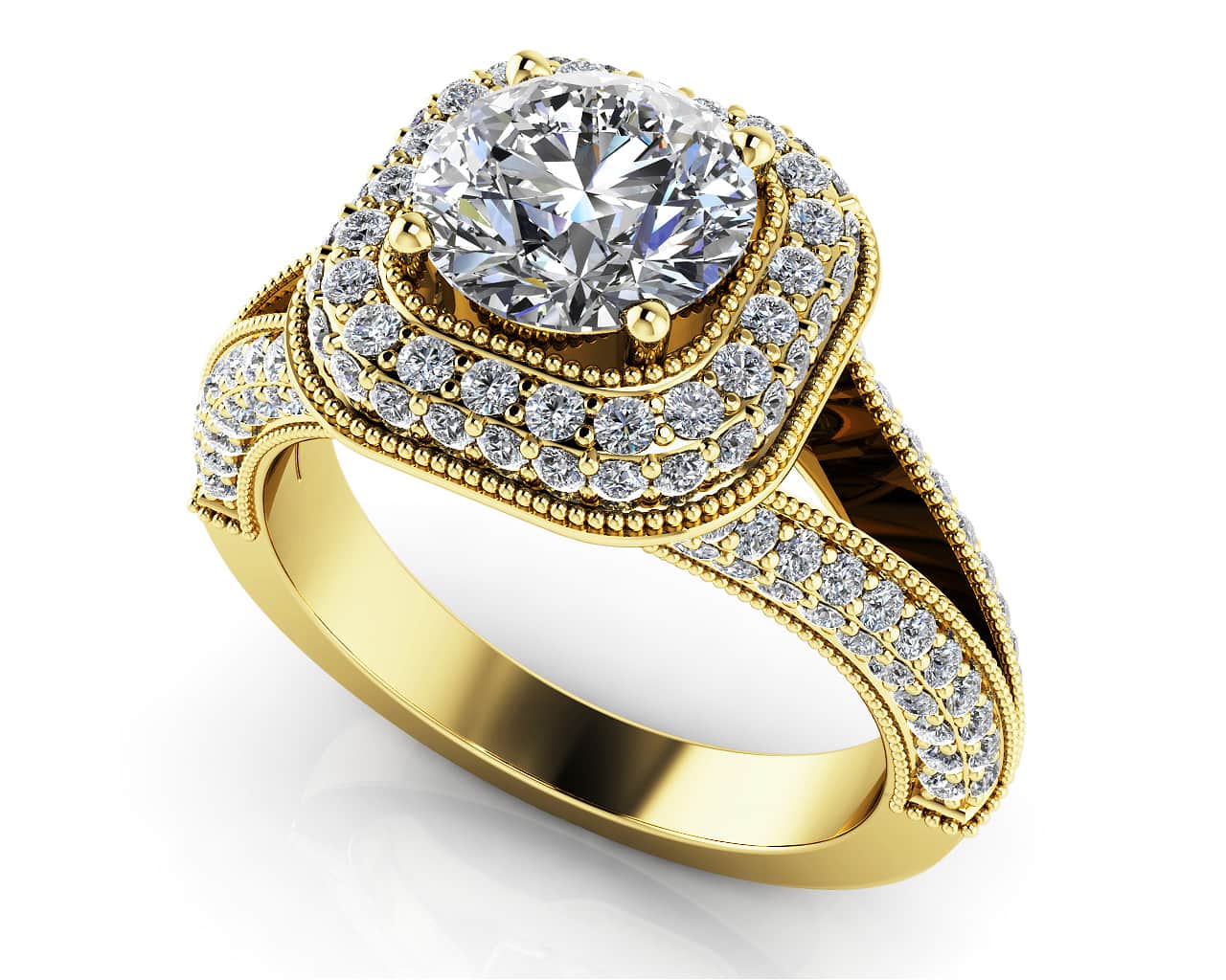 Luxurious Split Shank Halo Lab-Grown Diamond Engagement Ring with 1.71 ct. (1.00 ct. center diamond) - Image 2