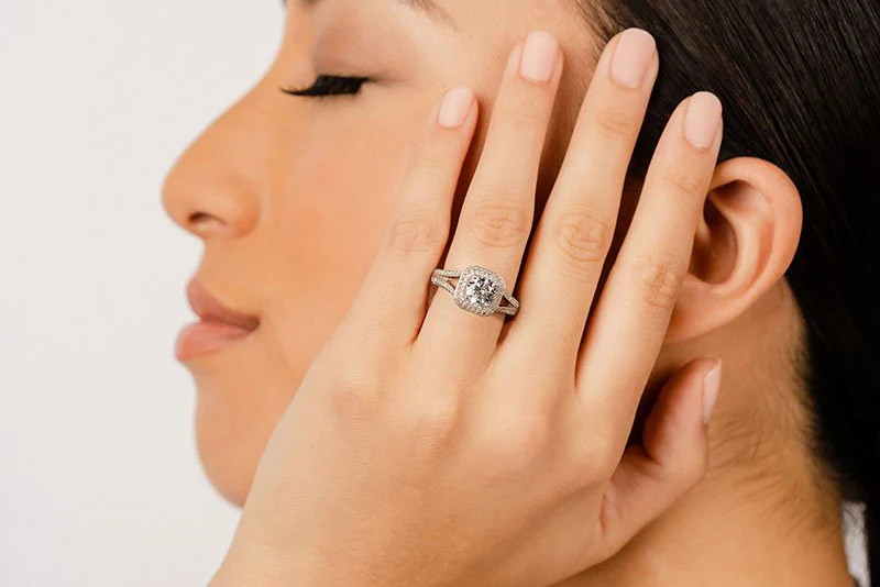 Luxurious Split Shank Halo Lab-Grown Diamond Engagement Ring with 2.74 ct. (2.00 ct. center diamond) - Image 4
