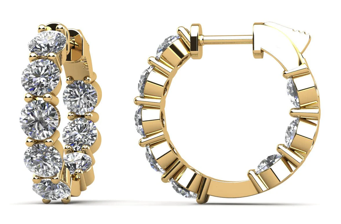 Luxury Inside Out Diamond Hoop Earrings with 2.56 ct.(finished) 3.5mm - Image 2