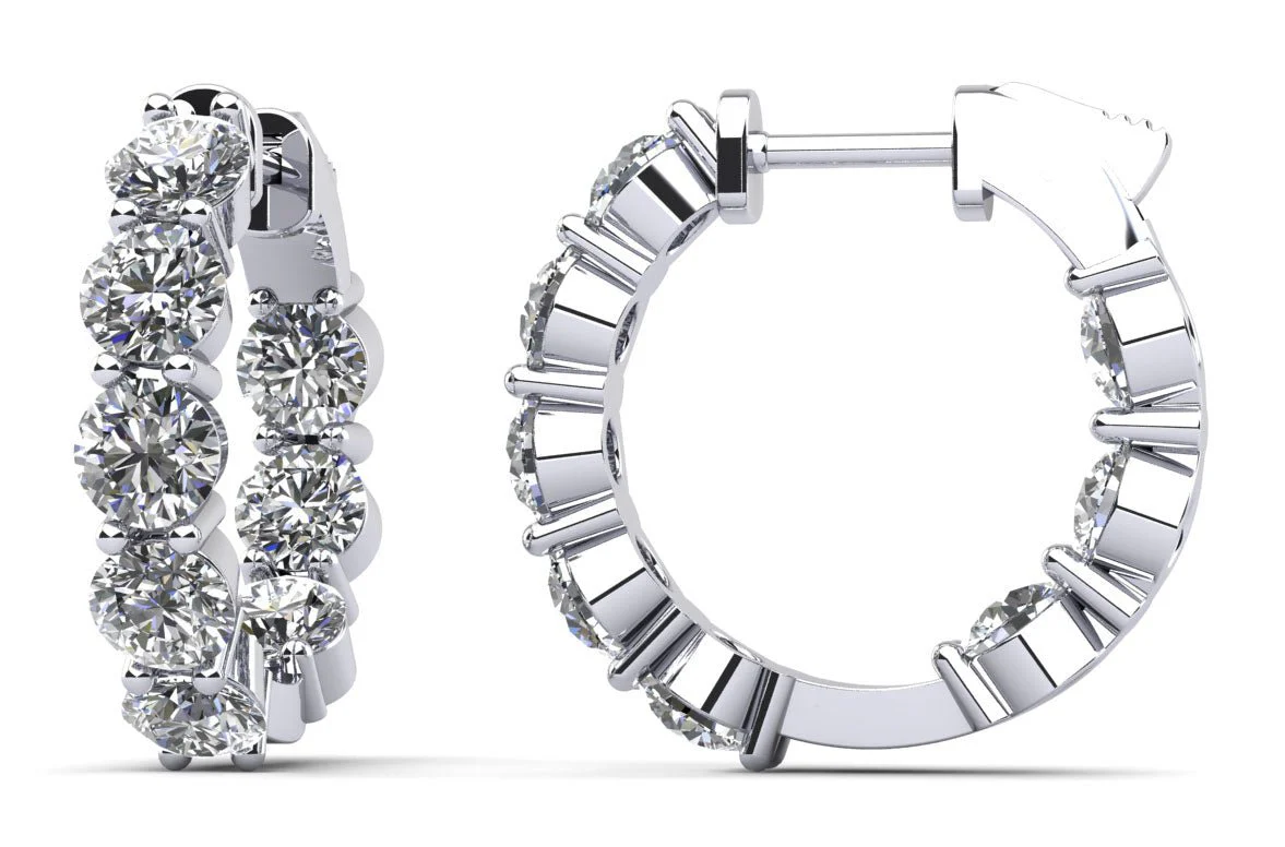 Luxury Inside Out Diamond Hoop Earrings with 4.96 ct.(finished) 4.3mm