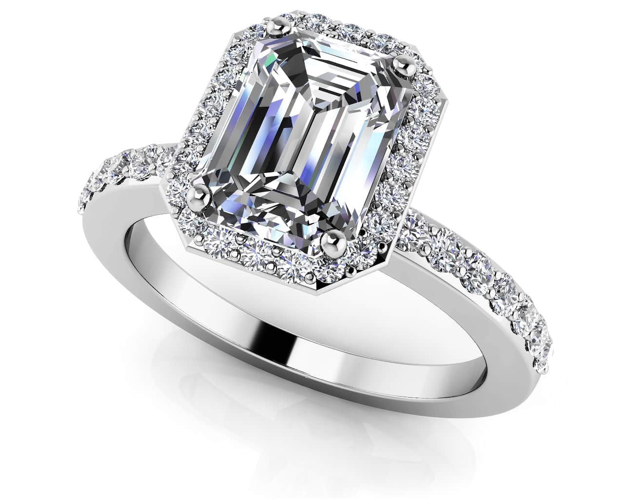 Magical Emerald Cut Diamond Engagement Ring with 1.02 ct. (0.70 ct. center diamond)