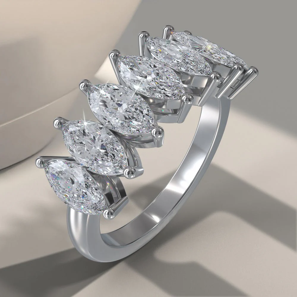 Marquise Shape Diamond Anniversary Diamond Ring with 1.80 ct.(finished) 5x3mm - Image 3