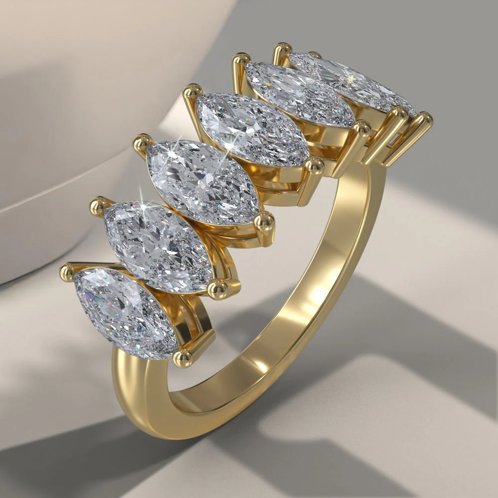 Marquise Shape Diamond Anniversary Diamond Ring with 1.80 ct.(finished) 5x3mm - Image 4