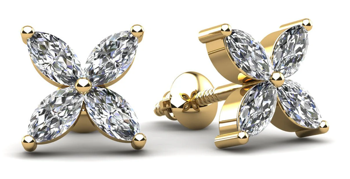 Marquise Shape Lab-Grown Diamond Stud Earrings with 1.12 ct.(finished) 5x2.5mm - Image 2