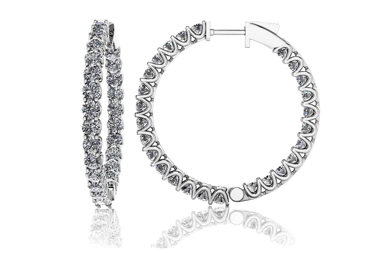 Medium Hoop Diamond Lab-Grown Diamond Earrings with 7.04 ct.(finished) 3.5mm